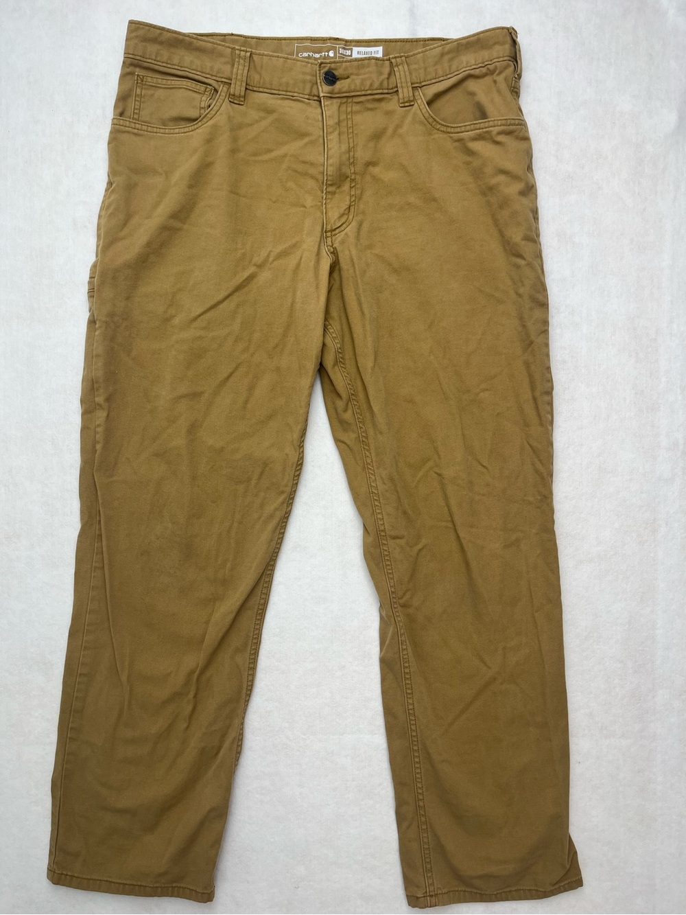 Carhartt Relaxed Fit Duck Dungaree Brown Work Wear Utility Mens Pants 36x30